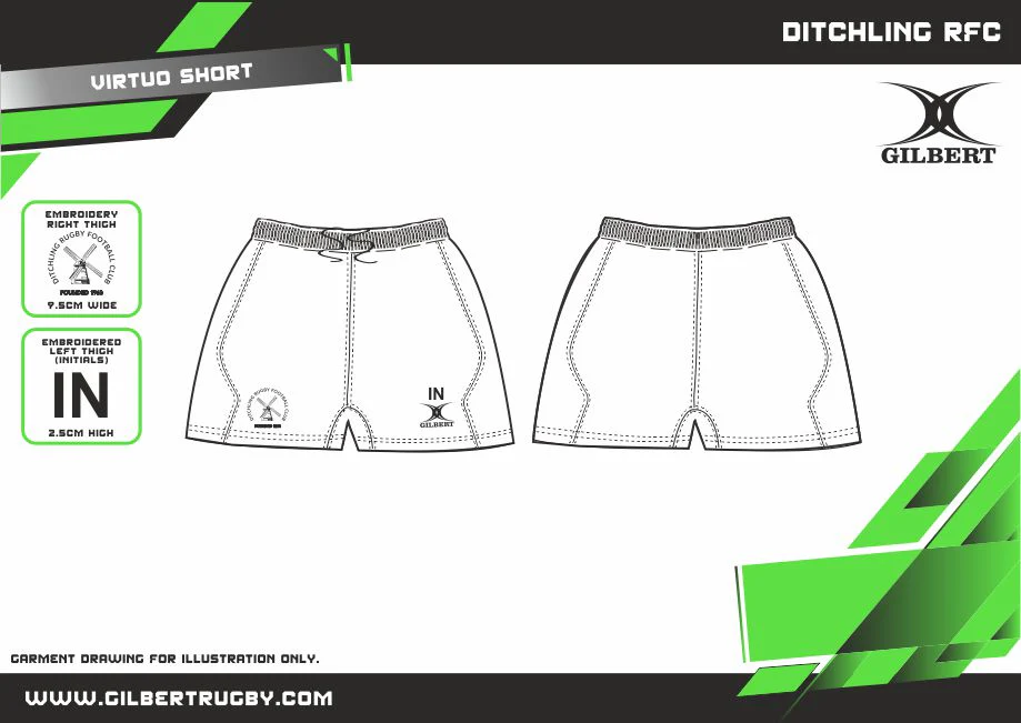 Ditchling RFC Adult's White Virtuo Short - Image 2