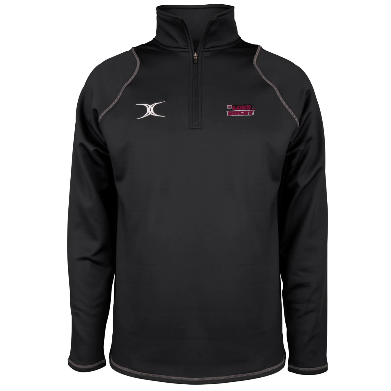 For The Love Of Rugby Junior's Black Quest Mens 1/4 Zip Fleece