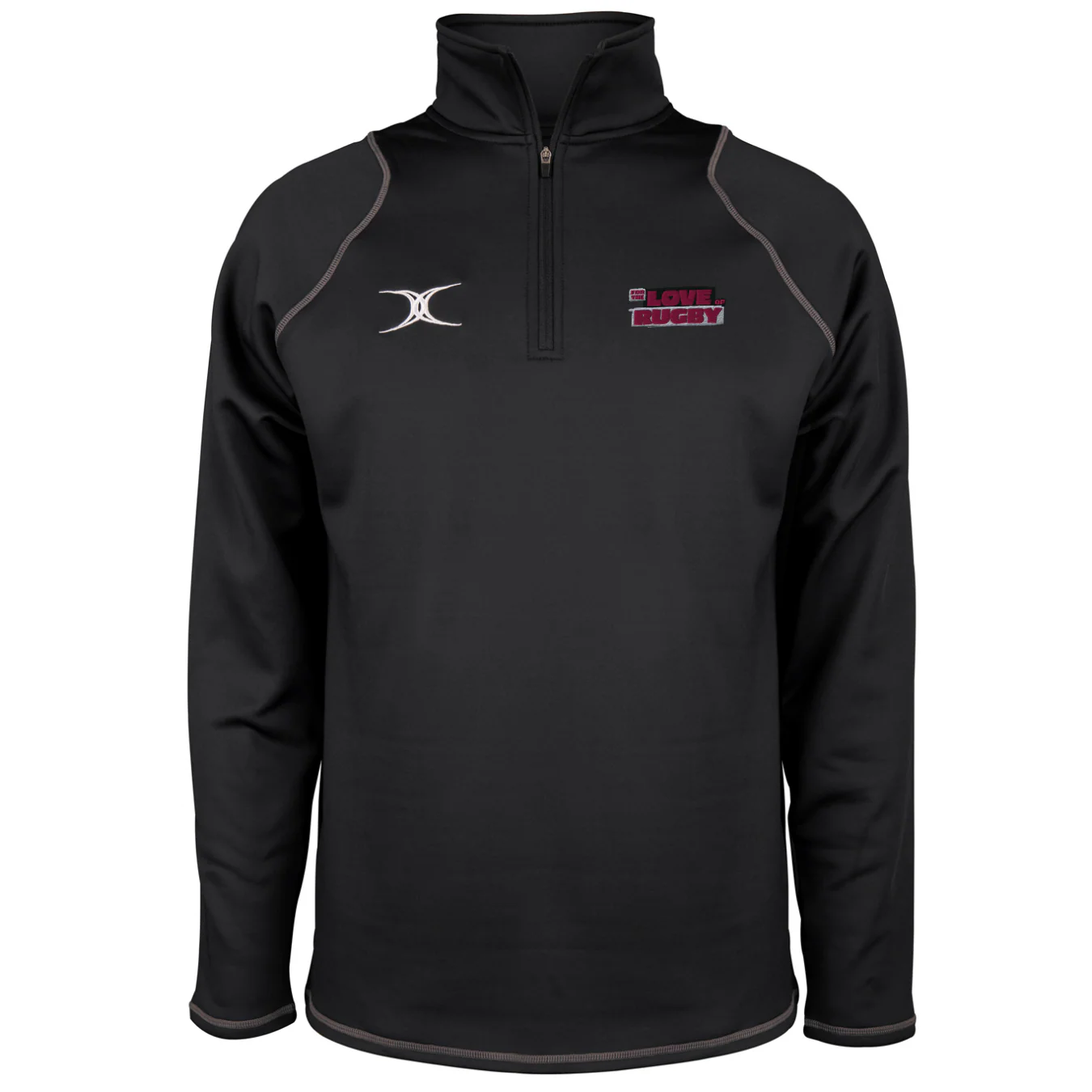 For The Love Of Rugby Senior's Black Quest Mens 1/4 Zip Fleece