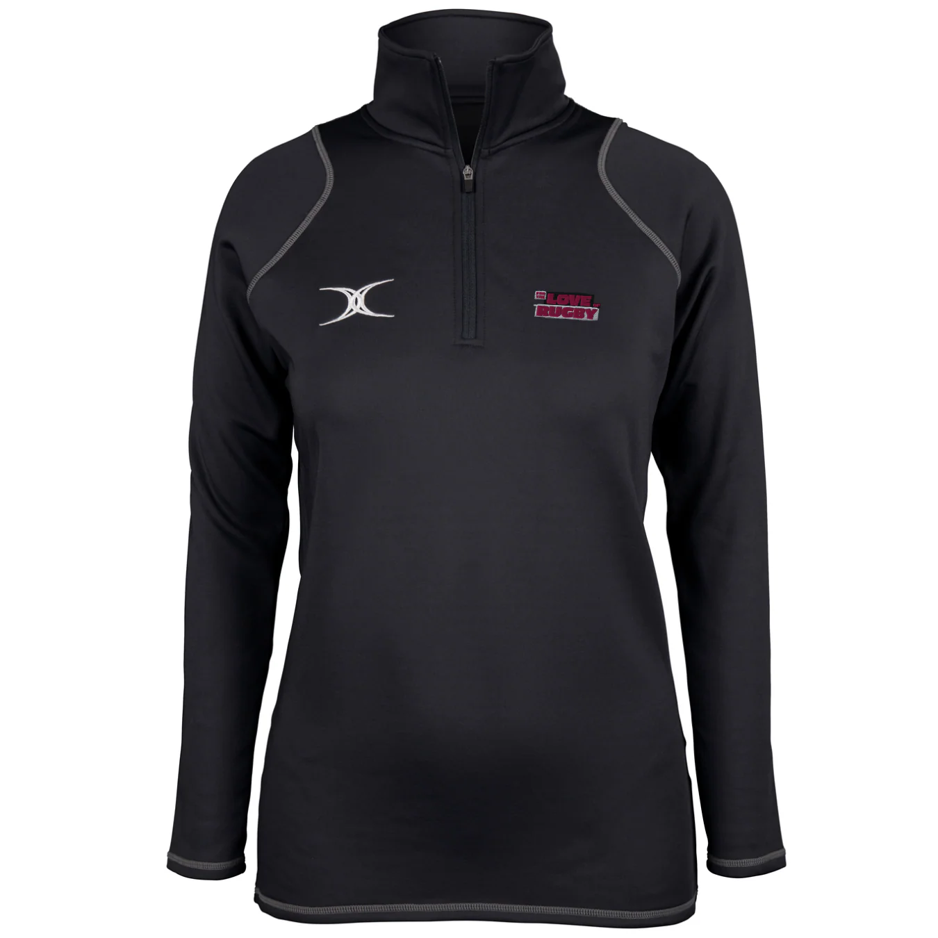 For The Love Of Rugby Women's Black Quest Ladies 1/4 Zip Fleece