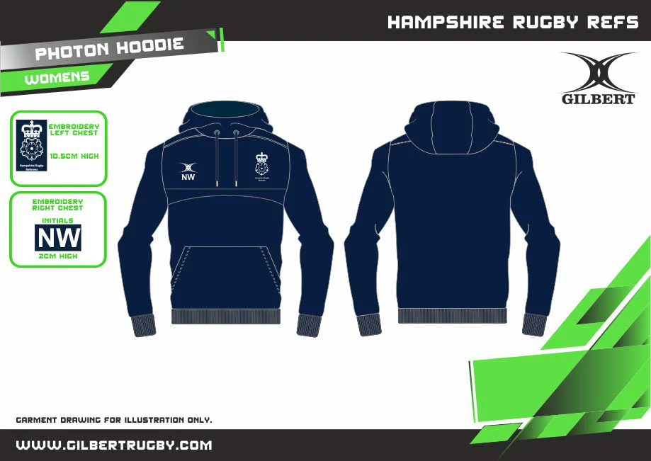 Hampshire Referees Adult's Dark Navy Ladies Photon Hoodie - Image 2