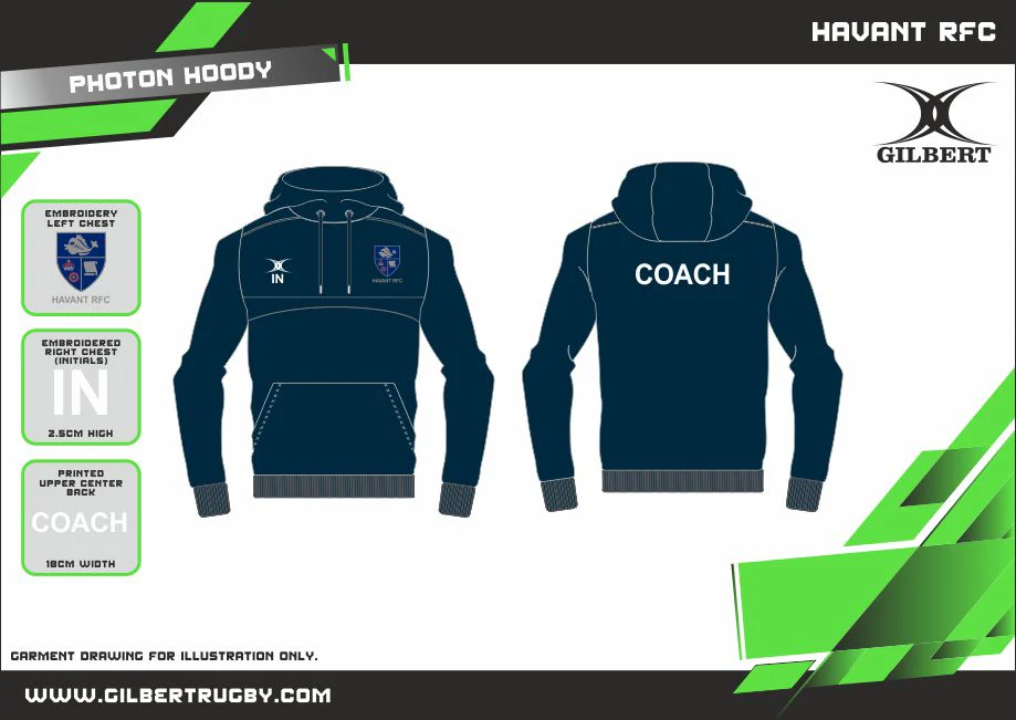 Havant Rugby Football Club Ltd Coaches Dark Navy Photon Hoodie - Image 2
