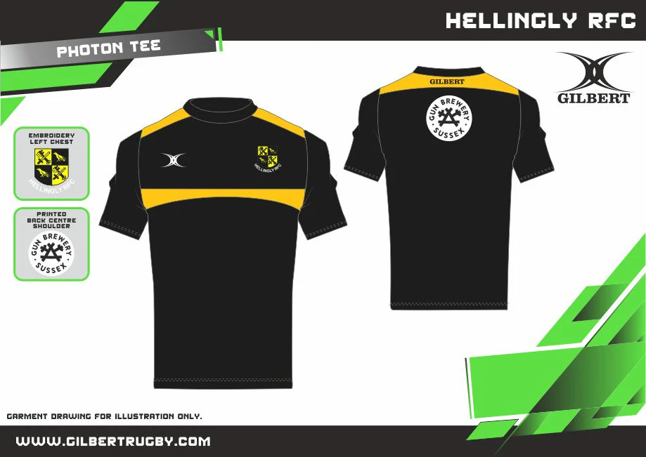 Hellingly RFC Adult's Black / Gold Photon Mens Tee - Image 2