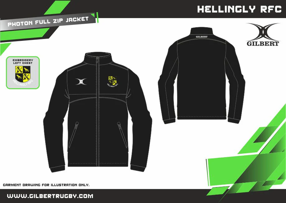 Hellingly RFC Adult's Black Photon Mens Full Zip Jacket - Image 2