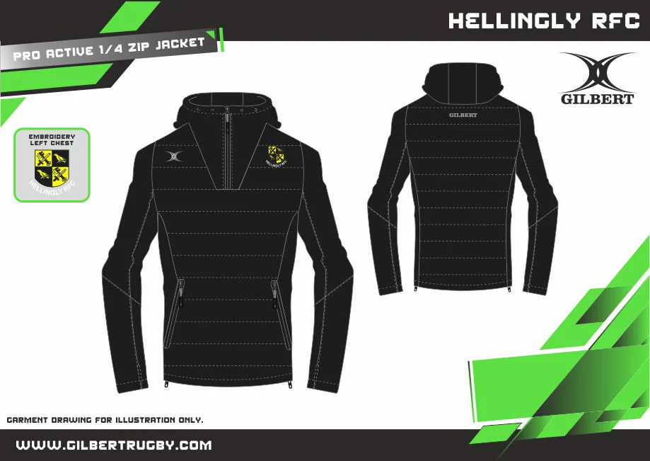 Hellingly RFC Adult's Black Pro Active Quarter Zip - Image 2