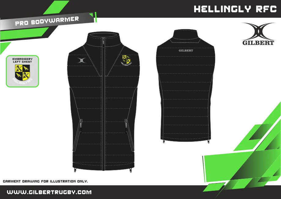 Hellingly RFC Adult's Black Pro Body Warmer – Men - Image 2