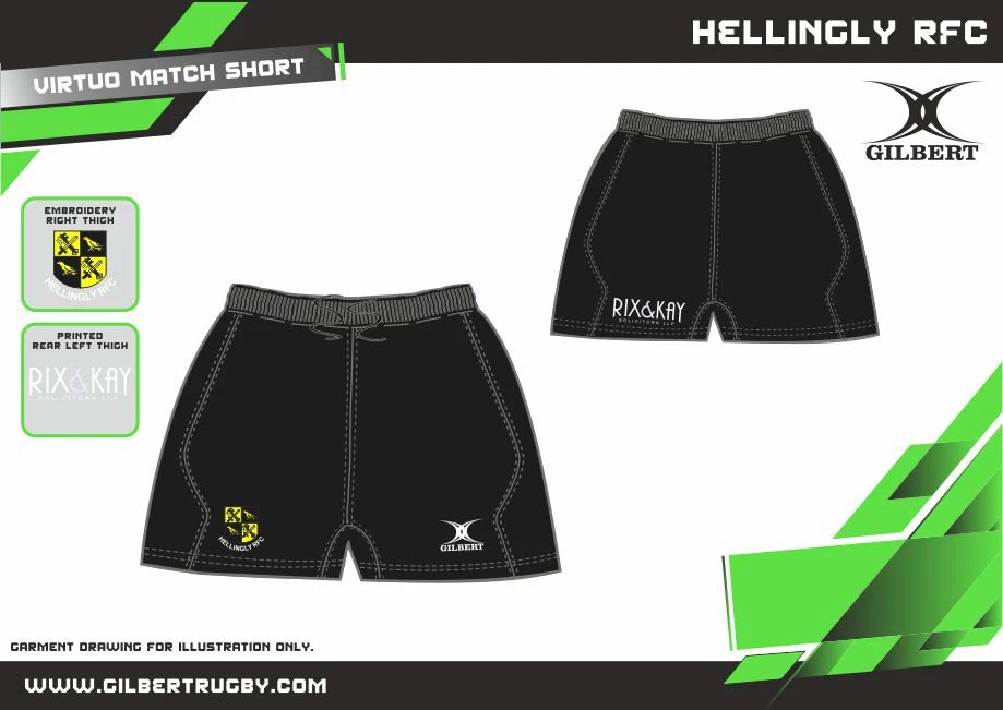 Hellingly RFC Adult's Black Virtuo Short - Image 2