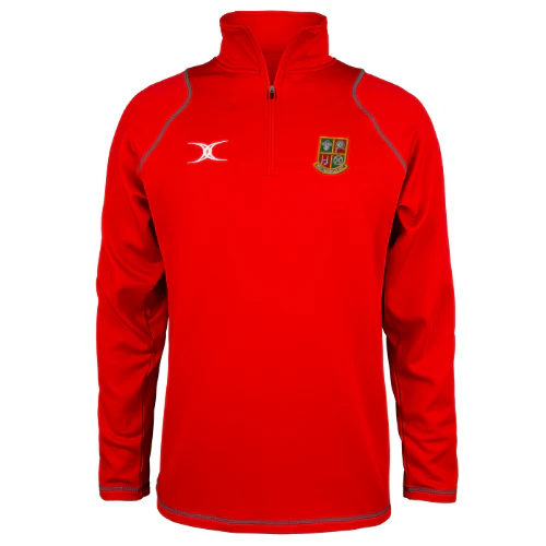 New Tredegar RFC Senior's Red Quest Mens 1/4 Zip Fleece