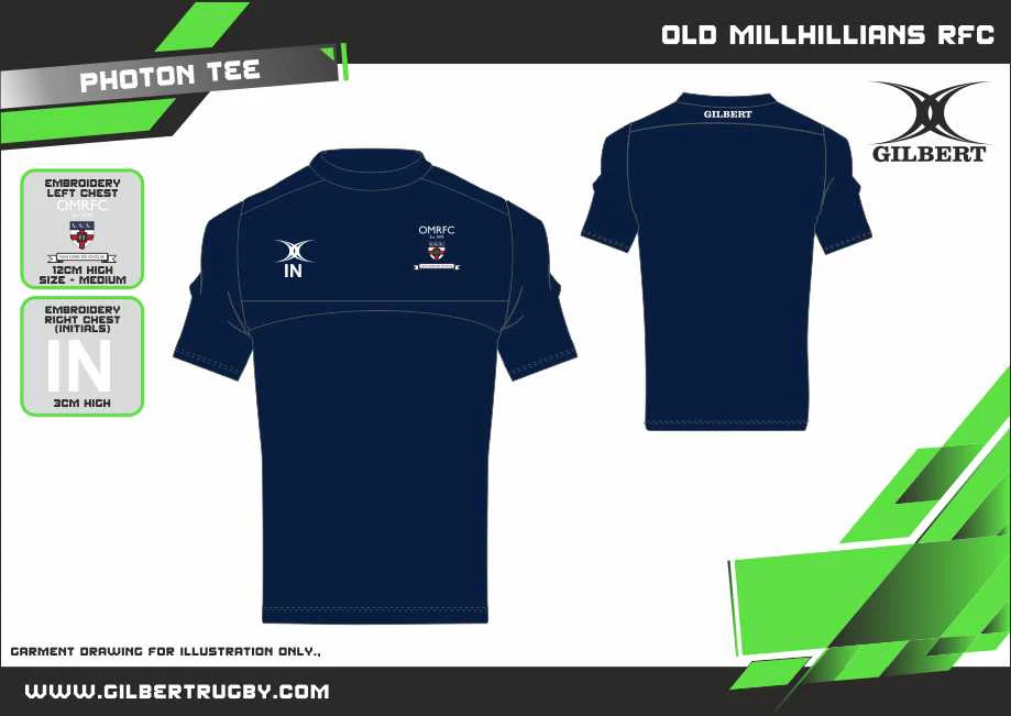 Old Millhillians RFC Child's Dark Navy Photon Mens Tee - Image 2