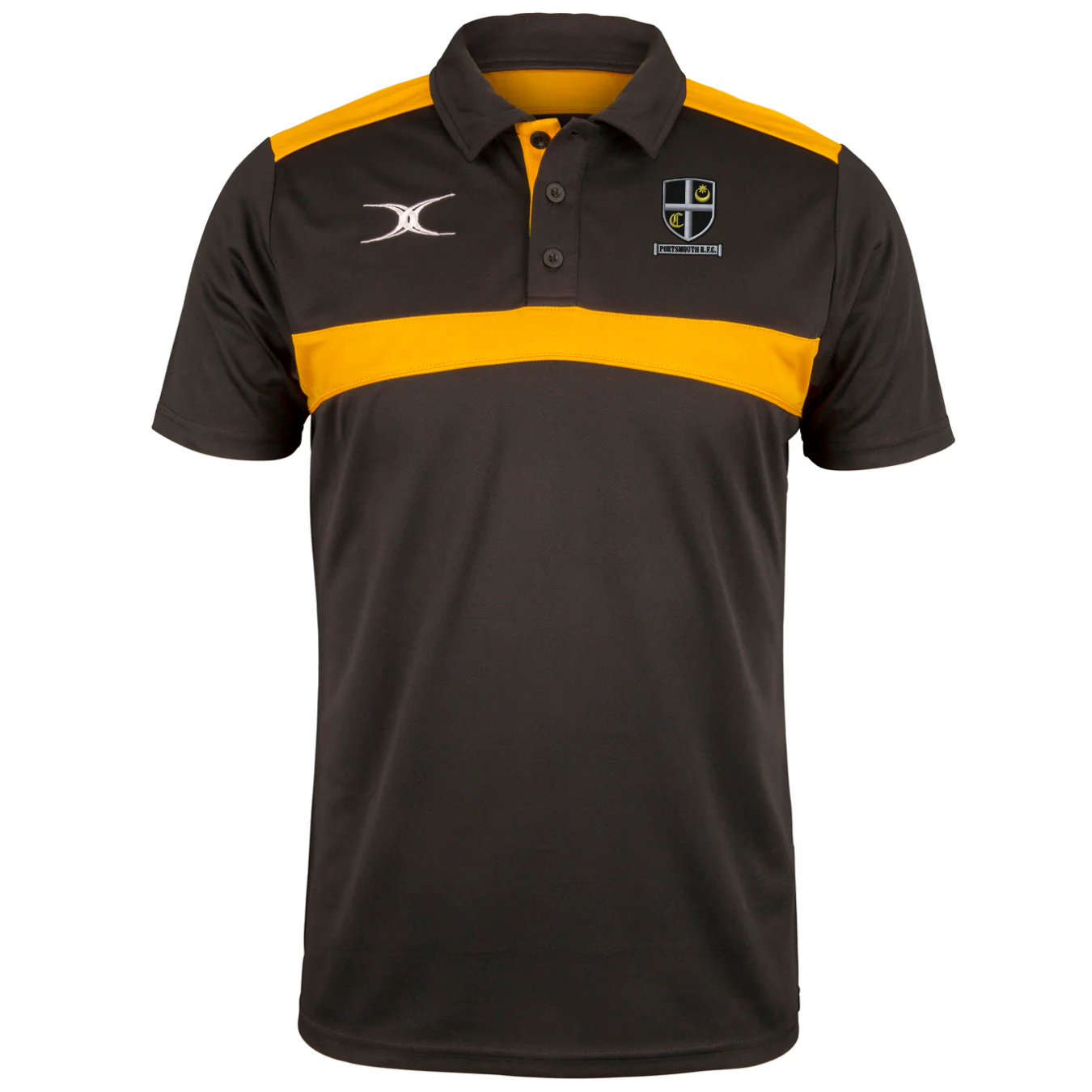 Portsmouth RFC Junior's Black / Gold Photon Mens Polo