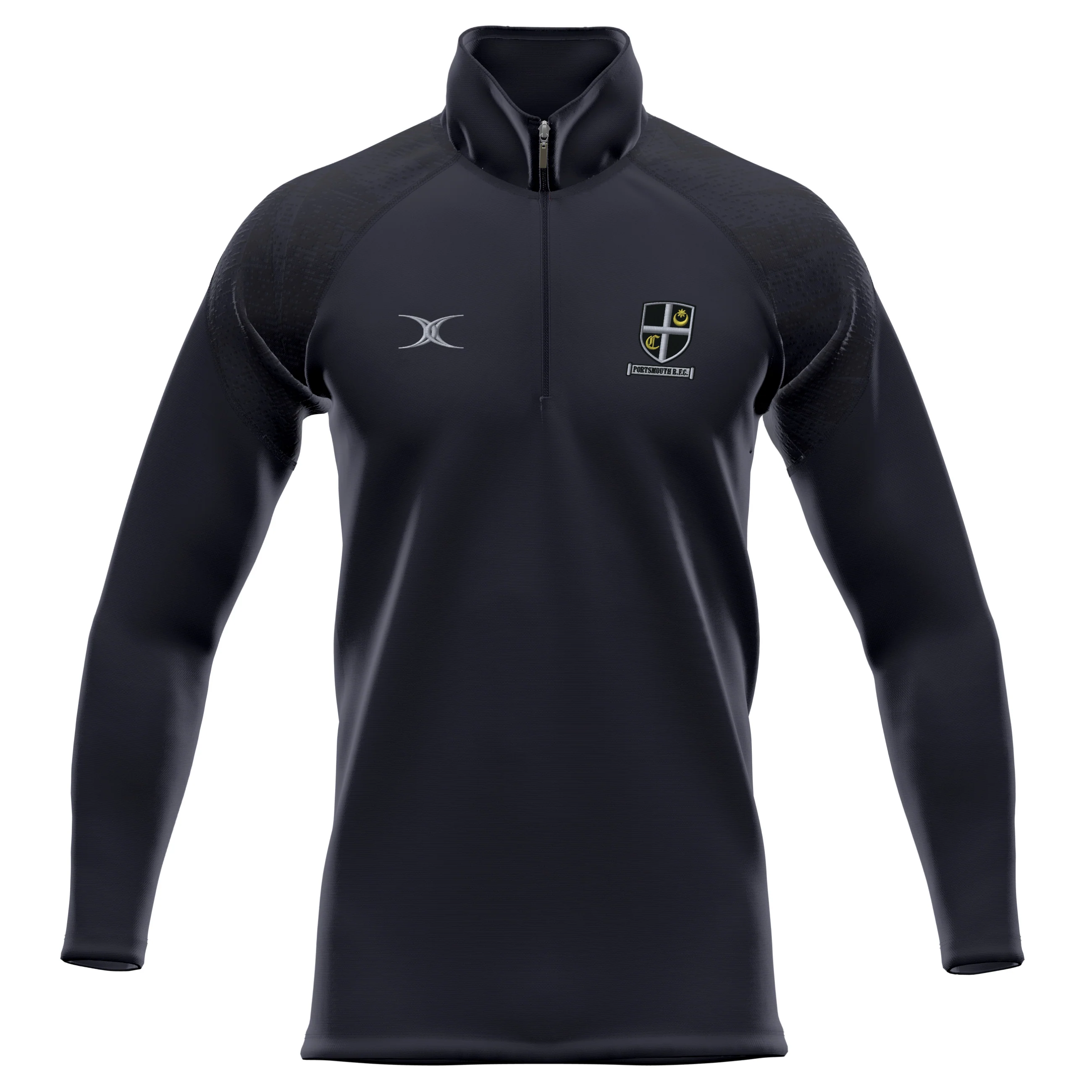 Portsmouth RFC Senior's Black GTS 1/4 Zip Fleece
