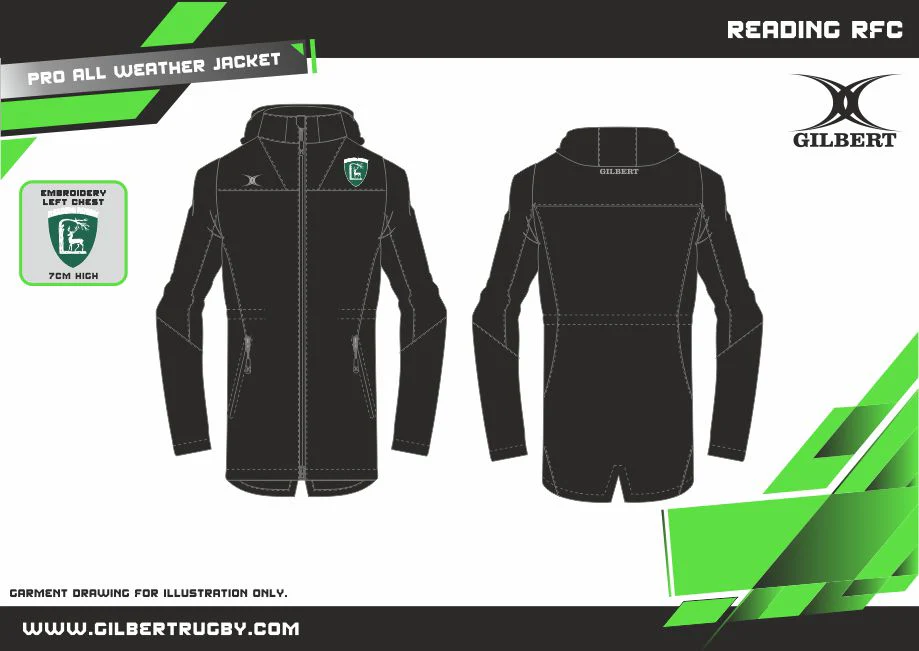Reading RFC Adult's Black Pro All Weather Jacket - Image 2