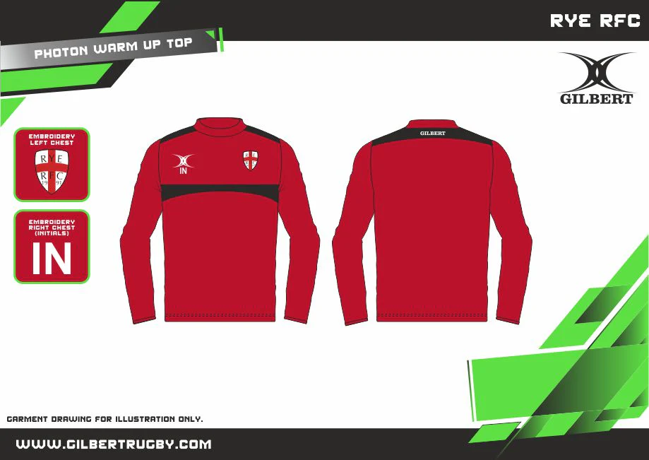 Rye Rugby Club Adult's Red / Black Photon Warm Up Jacket - Image 2