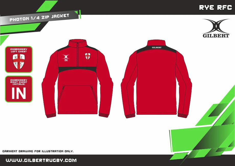 Rye Rugby Club Child's Red / Black Photon 1/4 Zip Jacket - Image 2