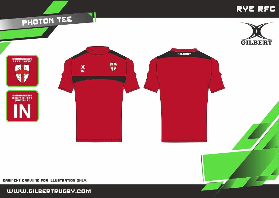 Rye Rugby Club Child's Red / Black Photon Tee - Image 2