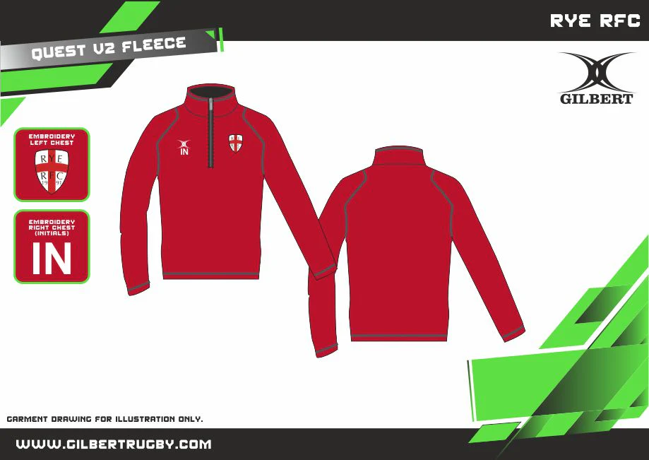 Rye Rugby Club Child's Red Quest 1/4 Zip Fleece - Image 2