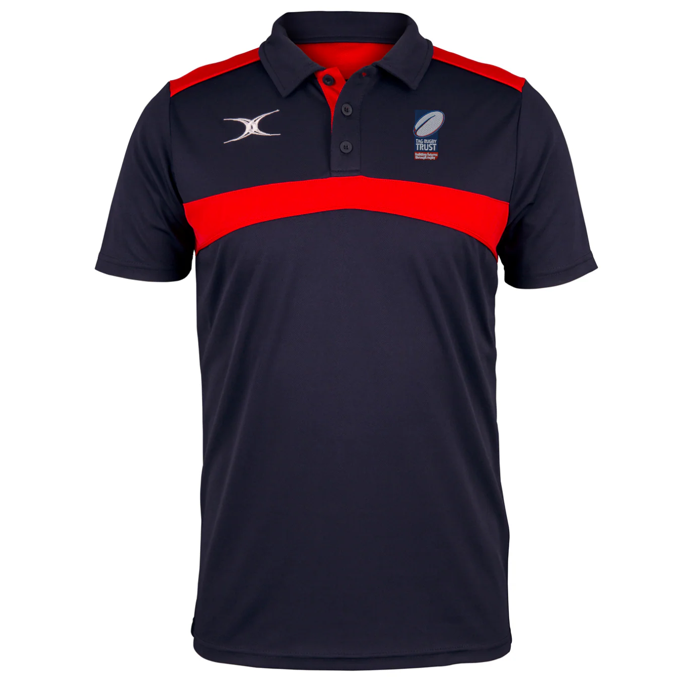 Tag Rugby Trust Senior's Dark Navy / Red Photon Mens Polo