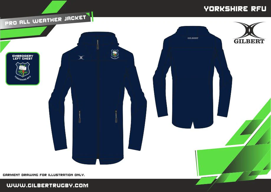 Yorkshire RFU Supporters Adult's Dark Navy Pro All Weather Jacket - Mens - Image 2