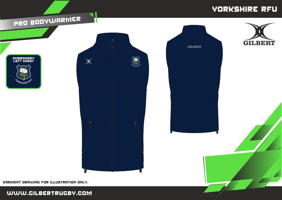 Yorkshire RFU Supporters Adult's Dark Navy Pro Body Warmer – Mens - Image 2