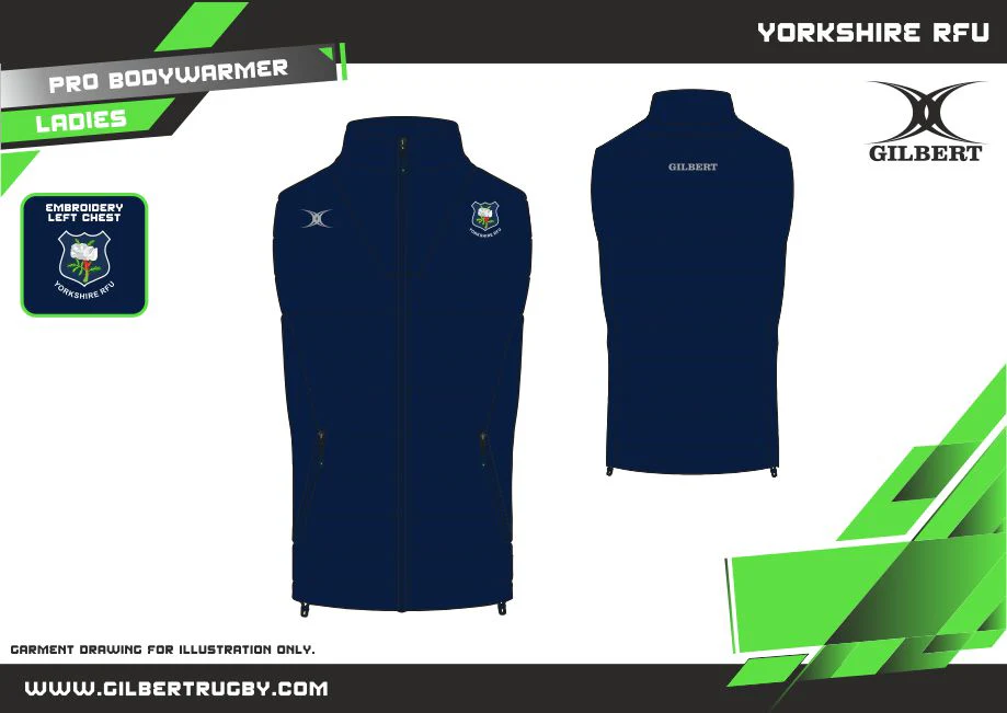 Yorkshire RFU Supporters Adult's Dark Navy Pro Body Warmer - Womens - Image 2