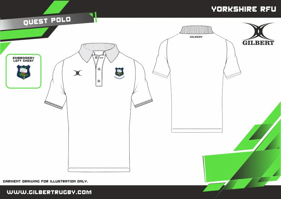 Yorkshire RFU Supporters Adult's White Quest Polo White - Image 2
